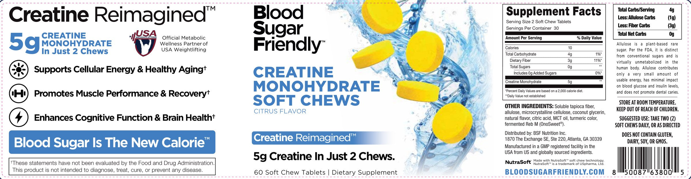 Creatine Reimagined Citrus full jar label